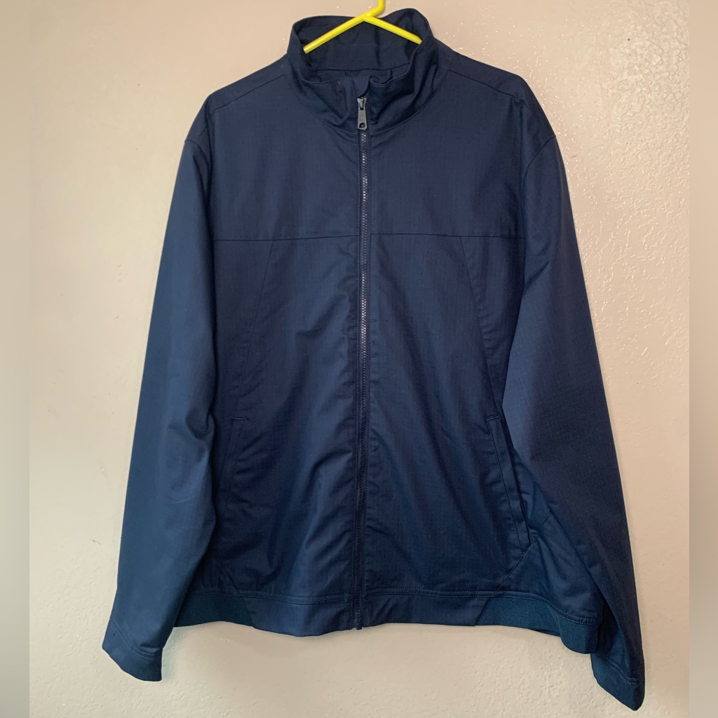Orvis Navy Blue Quilted Lining Zip Up Rain Jacket Size Xxl